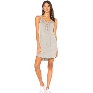 Chaser Lace Up Gray Flowy Mini Dress